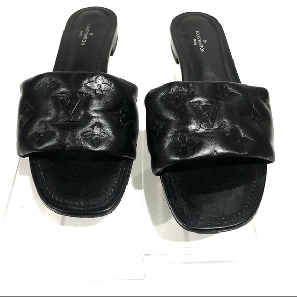 Authentic Louis Vuitton Monogram Leather Revival Flat Slide Mules 38 - Picture 6 of 13